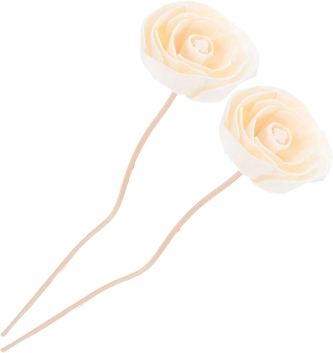 PRETYZOOM 2pcs Rattan Flower Reed Diffuser with Wood Flowers Scented Floral Aroma Diffuser for Home and Office Sticks Set