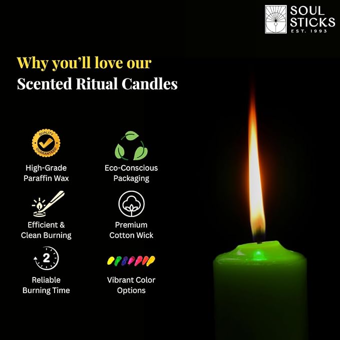 SOUL STICKS 4" Scented Ritual Candles Chime Taper Premium Candles 20 pcs for Rituals, Ceremonies, Meditation, Altar and Spells (Blue Green/Eucalyptus)