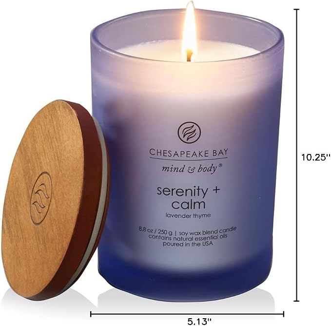 Chesapeake Bay Medium Jar Candles Duo - Peace + Tranquility (Cashmere Jasmine) and Serenity + Calm (Lavender Thyme) Home Decor