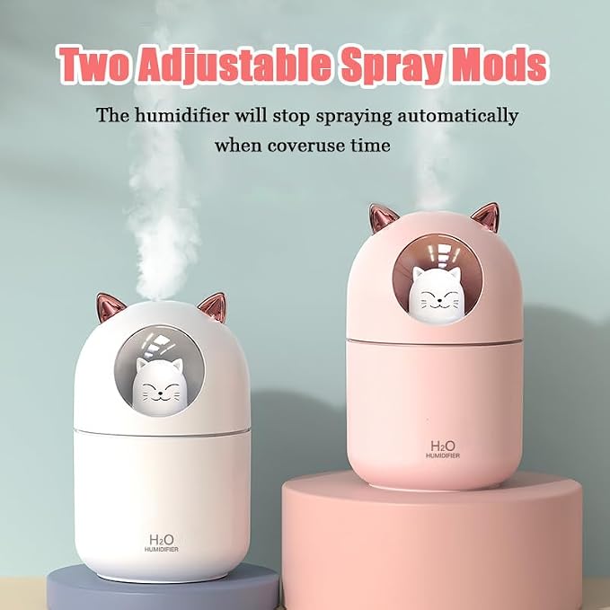 Portable Small Humidifier, YIMIKE 300ml Mini Cool Mist Humidifier with Night Light, USB Personal Humidifier Auto Shut-Off, Ultra-Quiet, 2 Spray Modes, Suitable for Home Office Travel