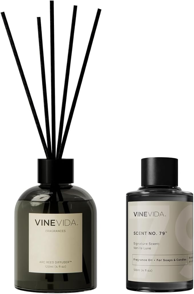 VINEVIDA Reed Diffuser Vanilla Luxe | Diffuser Reed for Home & Bathroom | Long-Lasting Scent Sticks Set | Oil Stick Diffuser | Bathroom Scent