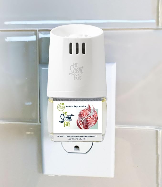 Scent Fill 100% Natural Fresh Peppermint Plug in Refills Air Freshener, Scented Oil Refills, 3 Refills