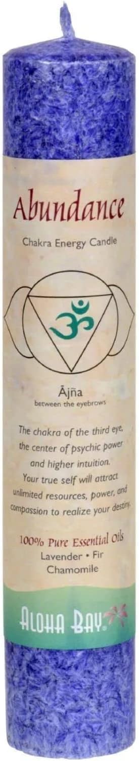 Aloha Bay Chakra Pillar Candle Abundance Candle, Indigo