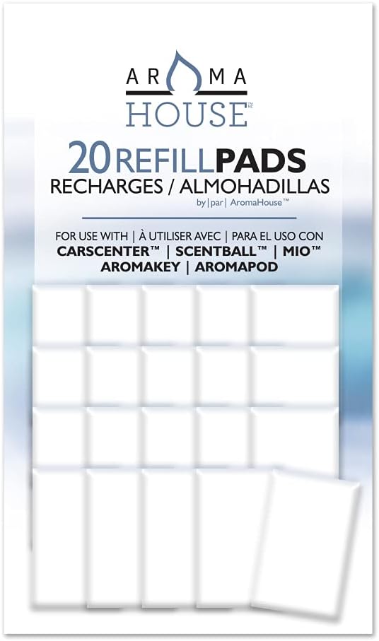 Aromatherapy Diffuser Unscented Refill Pads for Essential Oil for Use with ScentBall, Carscenter Aromakey, Aromapod & Mio, 20 Count