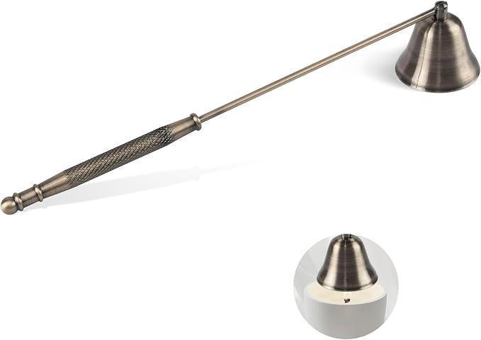 Candle Extinguisher with Long Handle, Metal Wick Snuffer Candle Snuffer Accessory with Long Handle for Scented Candle, Aromatherapy Candles for Putting Out Candles Flame (Bronze)