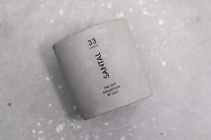 Lulu Candles | Santal Scented Candle | The Loft Collection | Concrete Cement Jar Candle | Soy Candles for Home Fragrance & Decor | Wood Wicked & Highly Scented Candle | 9 Oz.
