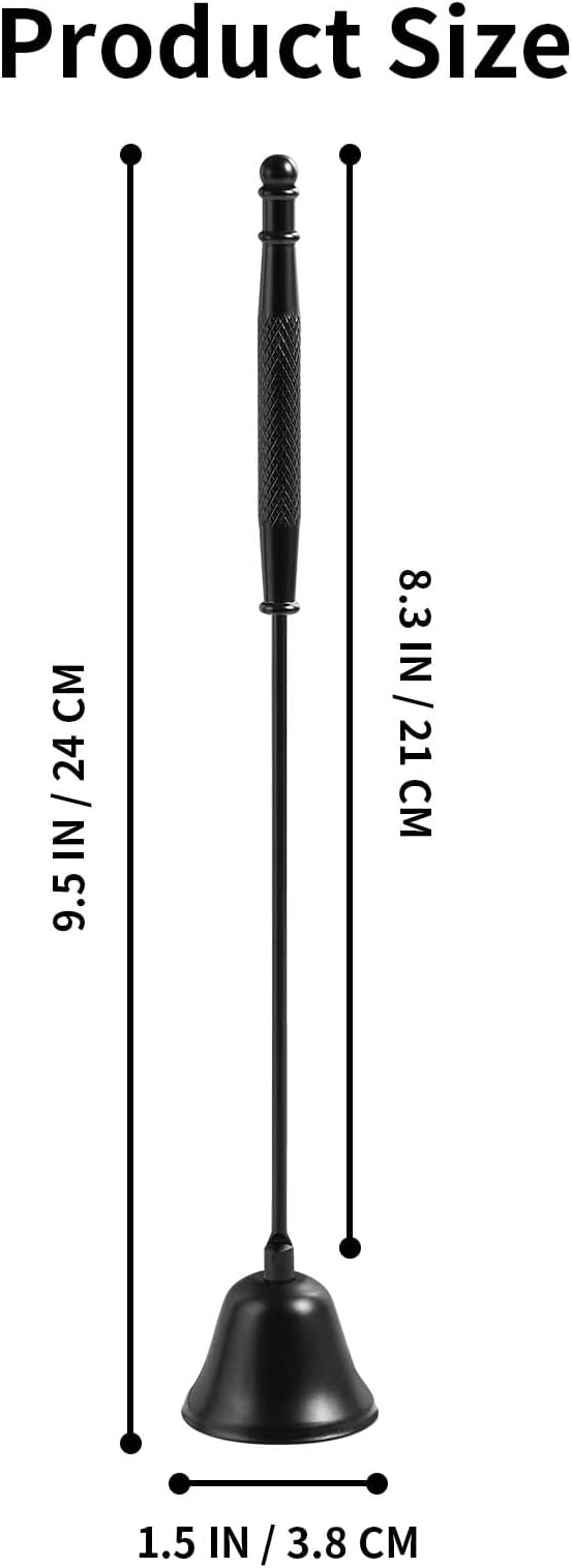 Kirecoo Candle Snuffer Extinguisher with Long Handle, Polished Stainless Steel Wick Flame Snuffer for Putting Out Wick Flame Safely, Black Candle Accessory