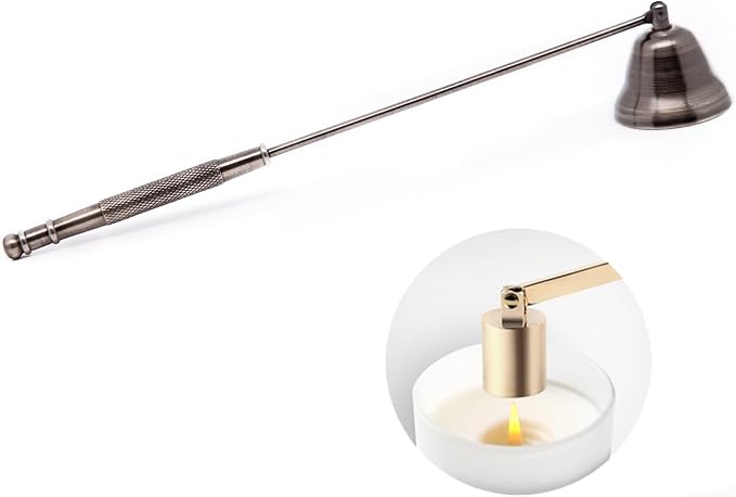 Bronze Candle Snuffer, Metal Candle Extinguisher with Textured Grip - Safe, Smoke-Free Tool for Pillar/Taper Candles, Ideal for Home Decor & Gift