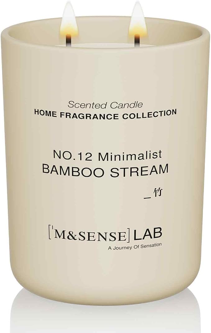 M&SENSE Natural Soy Large Candle| Bamboo Stream | 16.6 oz, 95H Burn | Mini Spring Scented Candles for Relaxation, Meditation, Home Décor | for Bedroom, Office, Party