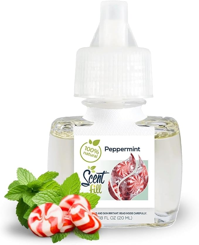 Scent Fill 100% Natural Peppermint Plug in Air Freshener, 4 Scented Oil Refills
