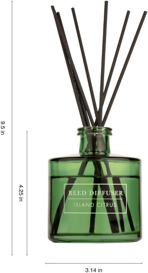 Bellevue Diffuser, 6 fl oz Glass Filled Diffuser, Highly Concentrated Fragrances with Essential Oils, Home Fragrance, Scent: Island Citrus
