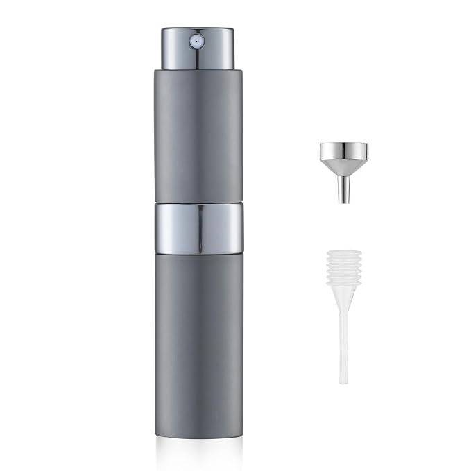 LISAPACK 8ML Atomizer Perfume Spray Bottle for Travel, Empty Refillable Cologne Dispenser, Portable Sprayer (Grey)