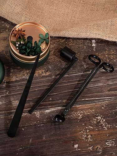 MUXSAM 4 in 1 Candle Accessory Set - Candle Wick Trimmer, Candle Wick Dipper, Candle Wick Snuffer, Storage Tray Plate, Candle Care Tools Gift for Candle Lovers Home Decoration (Black)