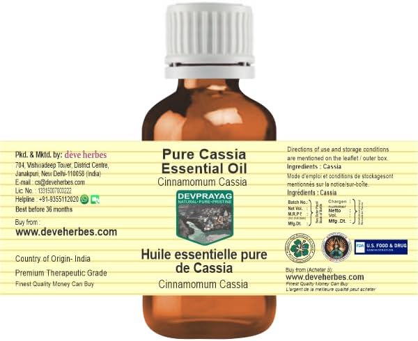 Deve Herbes Pure Cassia Essential Oil (Cinnamomum Cassia) Steam Distilled (Pack of Five) 100ml X 5 (16.9 oz)
