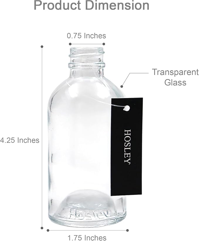 Hosley Set of 12 Diffuser Boston Round Style Glass Diffuser Bottles 85 Milliliter Large. Great for Storing Essential Oils DIY Diffusers Craft Projects Wedding Party O9
