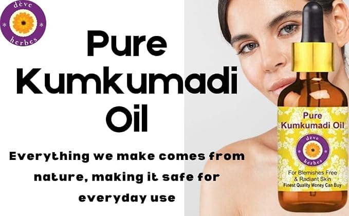 Deve Herbes Kumkumadi Face Oil with Glass Dropper | Traditionally Extracted | Pure | Saffron-Enriched | Non-Sticky | Lightweight | Ancient Ayurvedic Blend | For All Skin Types | Men & Women | 30ml