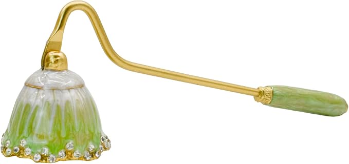 Candle Snuffer, Decorative Candle Extinguisher Snuffer with Long Handle, Elegant Metal Candle Tool for Putting Out Candle Flame Safely (Green)