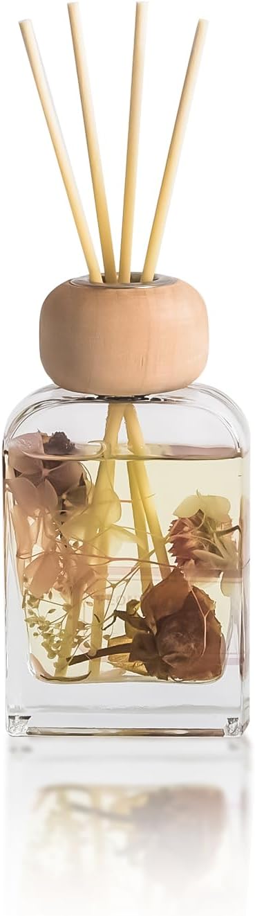 Reed Diffuser Set, 3.4 fl oz - Elegant Home Fragrance with 5 Sticks - Long-Lasting Scented Oil Diffuser for Bedroom, Bathroom Shelf Decor & Living Room (Peony & Roses)