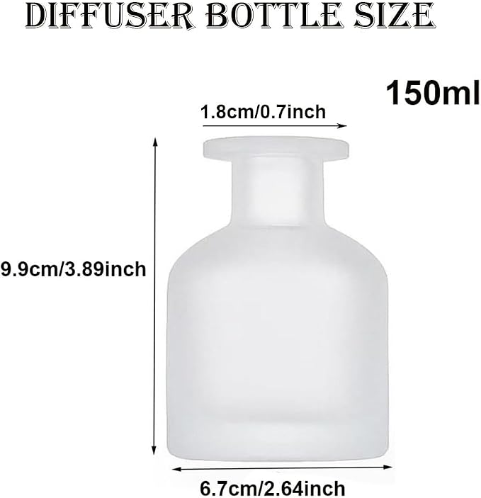 Glass Diffuser Bottles Empty Refillable Glass Container Jar 150ml / 5oz Fragrance Accessories DIY Replacement Diffuser Sticks Sets for Essential Oils Reed Sticks Crafts Spa Home Decoration (White)