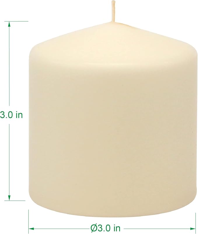Stonebriar Unscented Pillar Candles – 18 Hour Burn Time, Long-Lasting Wax Candles for Weddings, Holidays, Home Décor & Special Events, Pack of 6, Ivory, 3" x 3"