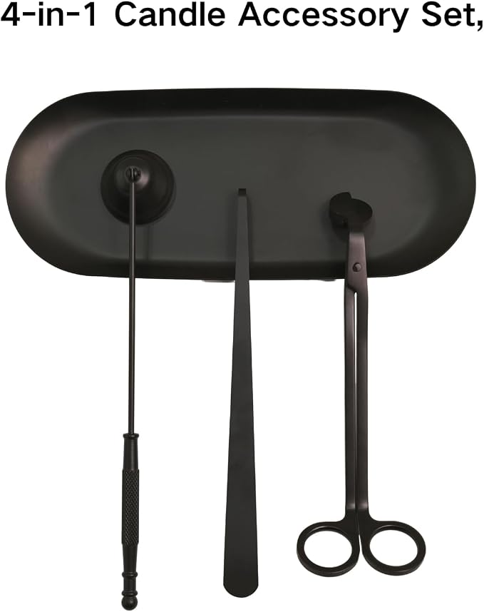 4-in-1 Candle Accessory Set – Candle Wick Trimmer, Candle Snuffer, Wick Dipper & Candle Tray
