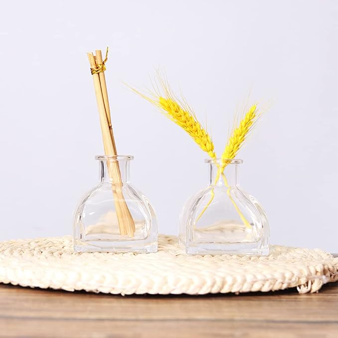 150ml/5oz Clear Glass Diffuser Bottles Square Refillable Essential Oil Jars DIY Fragrance Storage for Home Office Decor Crafts