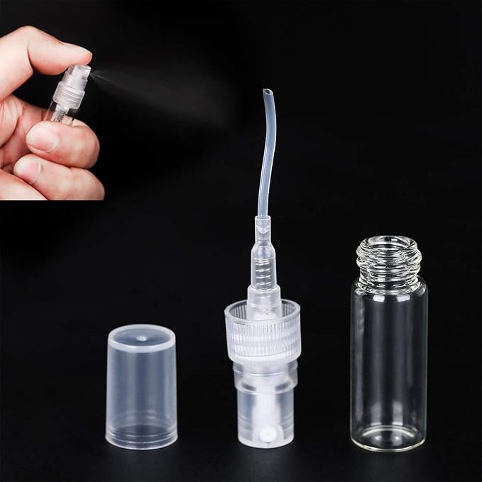 30Pcs 3ml/0.101 Oz Portable Mini Refillable Clear Glass Empty Sprayer Perfume Bottles Cosmetic Atomizers Spray Bottle Container for Travel Party Must Makeup Tool (30Pcs 3ml Glass Perfume Bottles)