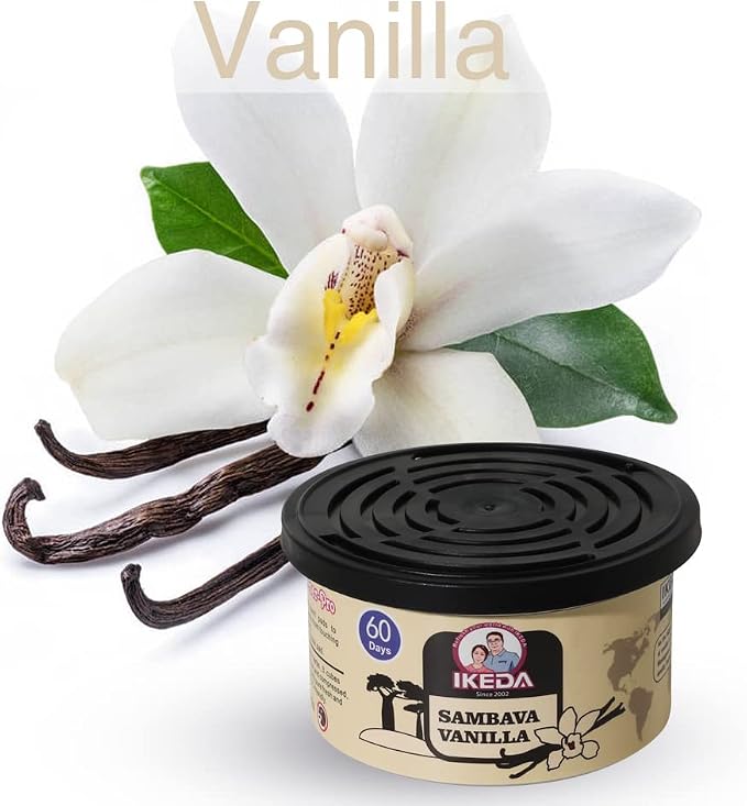 Car Air Freshener: Sambave Vanilla Scent | Car Scents | Odor Eliminator Essential | Long-Lasting | Strong Fragrance | For Home Closet | 1.5 Oz | pack of 4