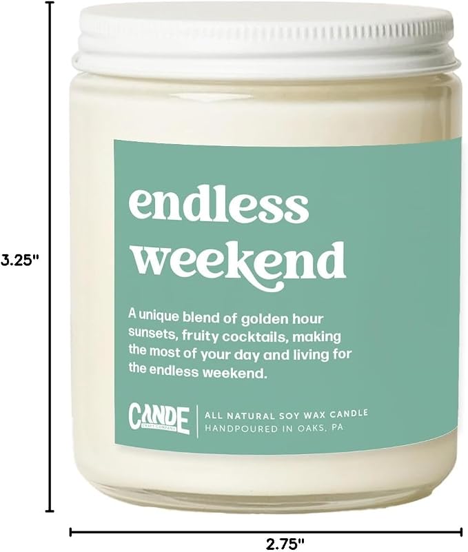 CE CRAFT Endless Weekend Scented Candle - Gift for Coworker, Funny Gift for Her, 8 Ounce Glass Jar Candle, 50+ Hour Burn Time