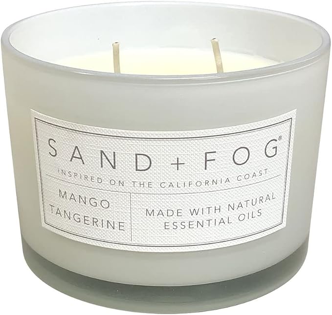 Sand + Fog Scented Candle - Mango Tangerine – Additional Scents and Sizes – 100% Cotton Lead-Free Wick - Luxury Air Freshening Jar Candles - Perfect Home Decor – 12oz