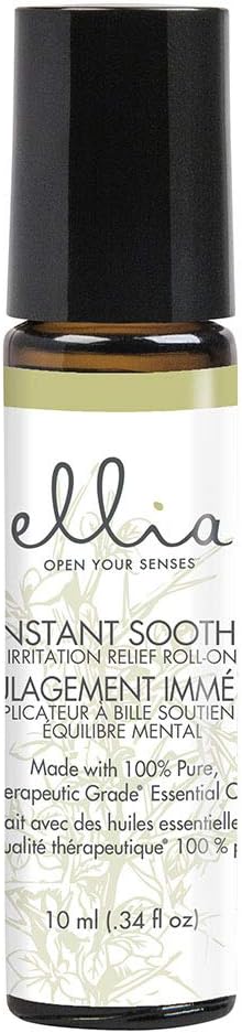 Ellia Essential Oil Roll-On | Instant Soothe Blend| 10ml, 100% Pure, Therapeutic Grade