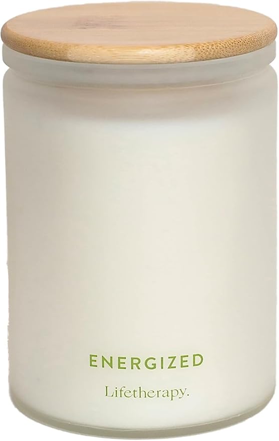 Lifetherapy Energized Scented Soy Candle, 75-Hour Burn, 10 Oz | Natural soy wax scented candles for home with clean burn, jar candle design, and long lasting fragrance