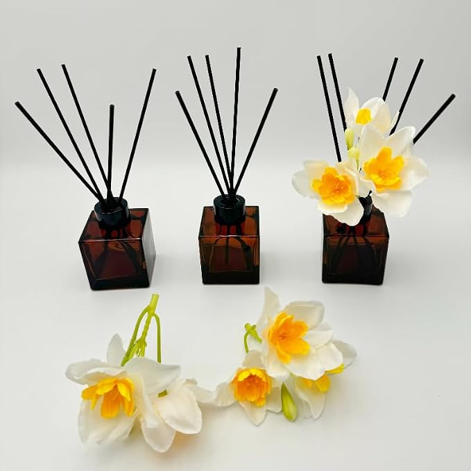 Empty Reed Diffuser Bottle and Black Reed Diffuser Sticks Refill Set for Bathroom Hotel Home Decoration (3, Brown, 100ml)