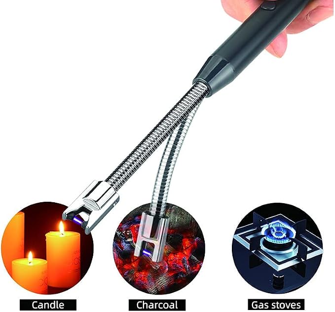 Vidisan Rechargeable Candle Lighter and Wick Trimmer,Candle Accessory Set,Candle Wick Clipper Wick Cutter Scissor,Electric Rechargeable Arc Lighter Display USB Lighter-Black