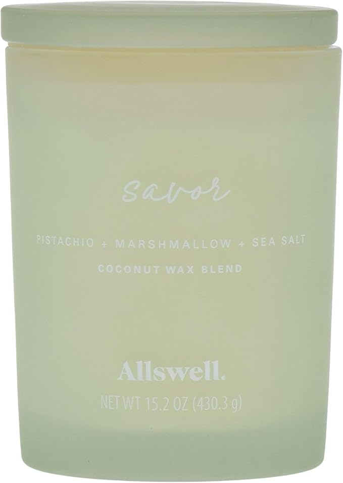 Frosted Scented 2 Wick Candles AW (Savor (Pistachio + Marshmallow + Sea Salt))