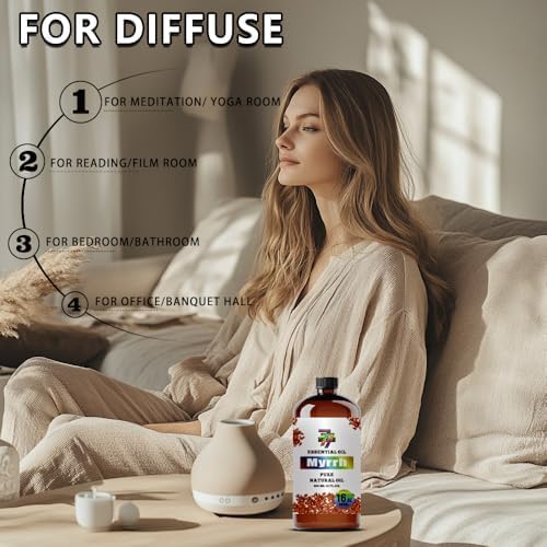 Myrrh Essential Oil, Myrrh Oils, for Diffuser, Meditation, Humidifier, DIY Candles, Soap, Yoga, Massage, Gift, Essential Oil, GV77ZF Myrrh Fragrance Oil - 16 fl oz (480 ml)