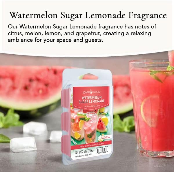 Candle Warmers Etc Classic Wax Melts 2.5oz, Watermelon Sugar Lemonade (4-Pack) – Each Pack has x4 2.5 oz Wax Melts and 30 Hours of Fragrance – Perfect for bedrooms, Living Rooms, and bathrooms