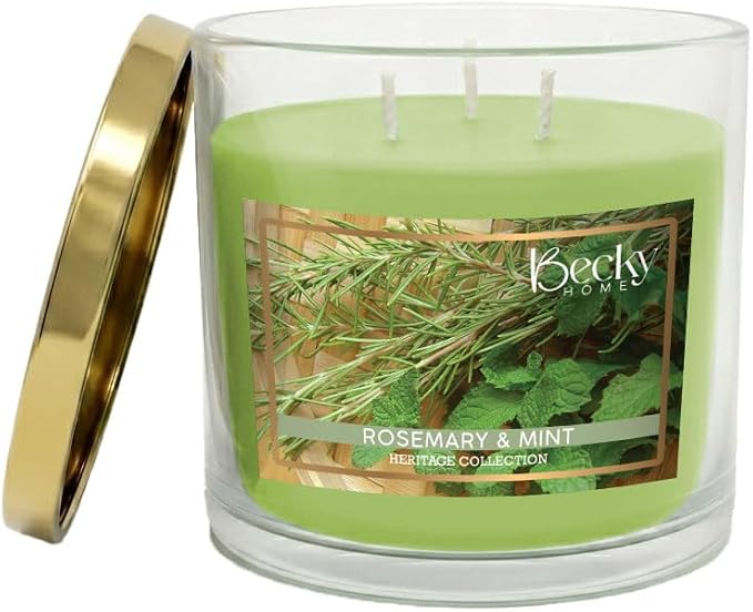 3 Wick Candle, 14.5oz Rosemary Mint Candle, 3 Wick Candles, Big Candle, Three Wick Candles, Candles 3 Wick