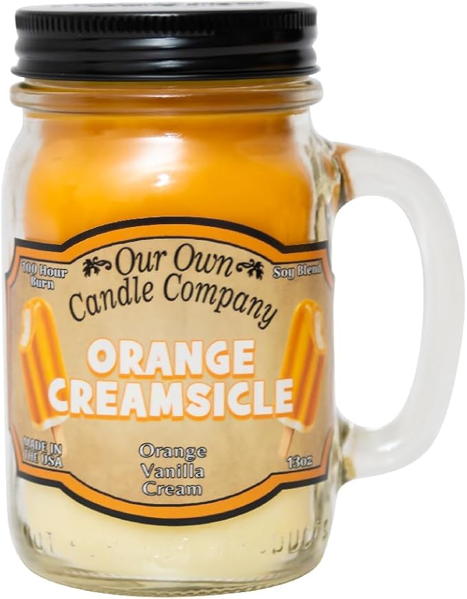 Our Own Candle Company, Orange Creamsicle Scented Mason Jar Candle, 100 Hour Burn Time, 13 Ounces
