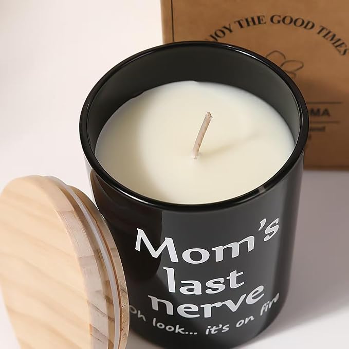 Moms Last Nerve Candle, Gifts for Mom from Daughter Son, Mothers Day Candle, Funny Birthday Gift for Mom, Sandalwood Scented Candles, Natural Soy Candles, 6 OZ