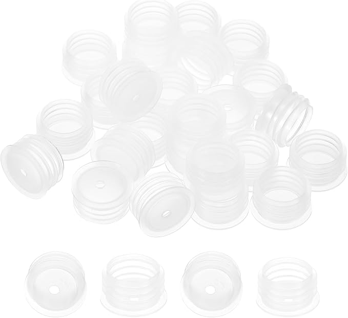 PATIKIL Bottle Adapter 0.63"/16mm Press in Plugs Clear 25Pcs, 0.12" Hole | for Oral Dispenser Liquid Oil Plastic Glass Bottles Stopper
