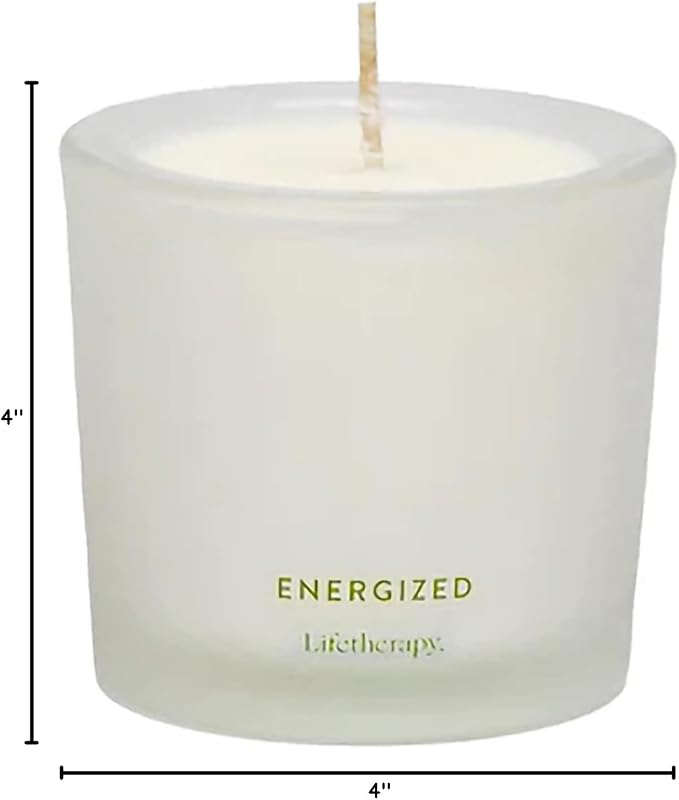 Lifetherapy Energized Scented Soy Votive Candle, Natural Wax, 2.5 Oz | Scented soy votive candle with clean burn, long lasting fragrance, and natural wax for home décor