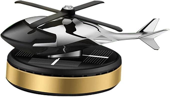 Al Alloy Helicopter Solar Air Freshener,Home&Car Interior Décor Model|Gold | Solar Rotating Diffuser for Car & Home. No Battery &Cable Needed. Premium Gold Al Alloy Freshens Air Naturally