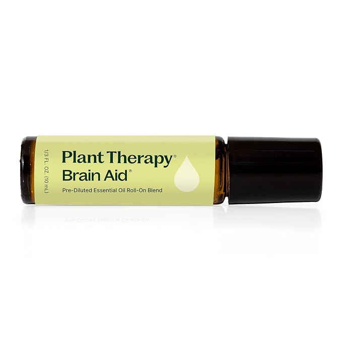 Plant Therapy Brain Aid Essential Oil Blend Pre-Diluted 10 mL (1/3 oz), 100% Pure, Aromatherapy for Focus & Attention