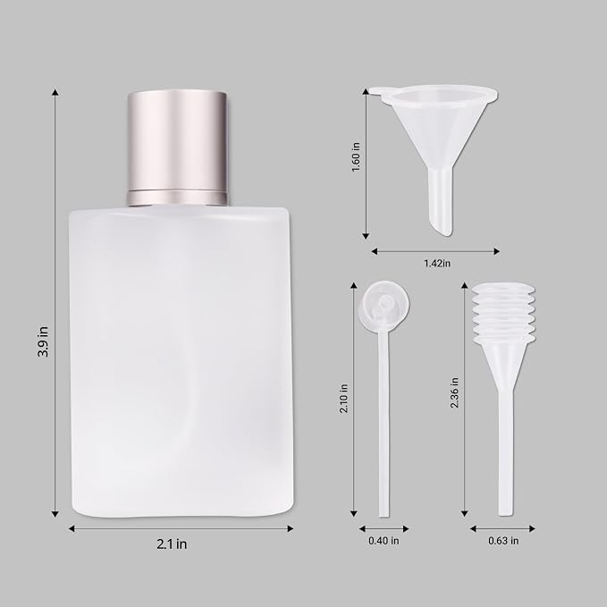 Frosted Glass Perfume Bottles Empty Refillable, 50ml /1.7oz Atomizer Sprayer, Cologne Bottles Empty with Perfume Dispenser