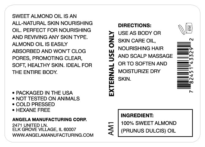 100% Pure Sweet Almond Oil Cold Pressed & Hexane Free Carrier Oil for Skin, Hair, Scalp & Body Care – Natural Moisturizer in UV-Protected Glass Bottle with Dropper (1oz / 30ml)