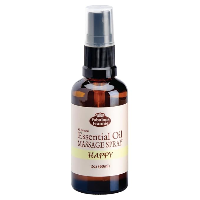 Fabulous Frannie Happy Healthy Massage Spritz Carrier Oils and Bergamot, Grapefruit and Ylang Ylang Essential Oils 2oz