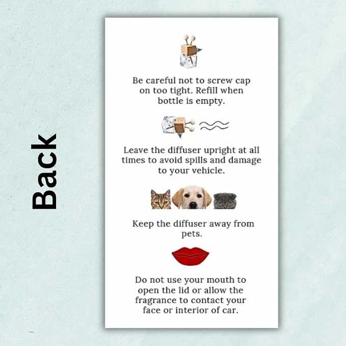 Car Vent Wood Diffuser Care Card | 50 Pack | 2x3.5 inch | Vent Clip Reed Oil Diffuser Bottles | Vent Diffuser Instructions LEES A.M.