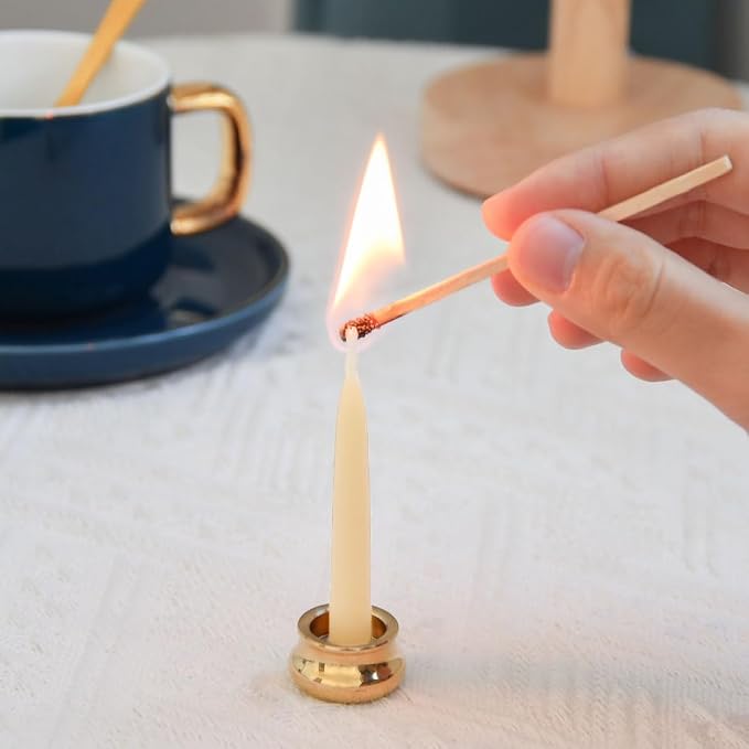 20-Minute White Pure Beeswax Candles, Dripless Meditation Candles, Mini Taper Candles Without Brass Candle Holders, Set of 50