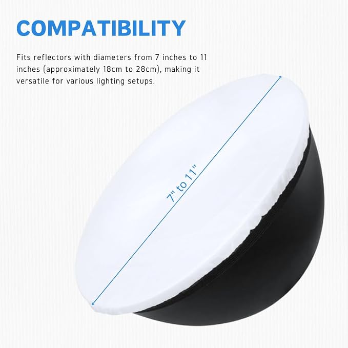 Fotoconic 7" to 11" Soft White Diffuser Sock for Standard Reflector / 27cm Sparkler Reflectors